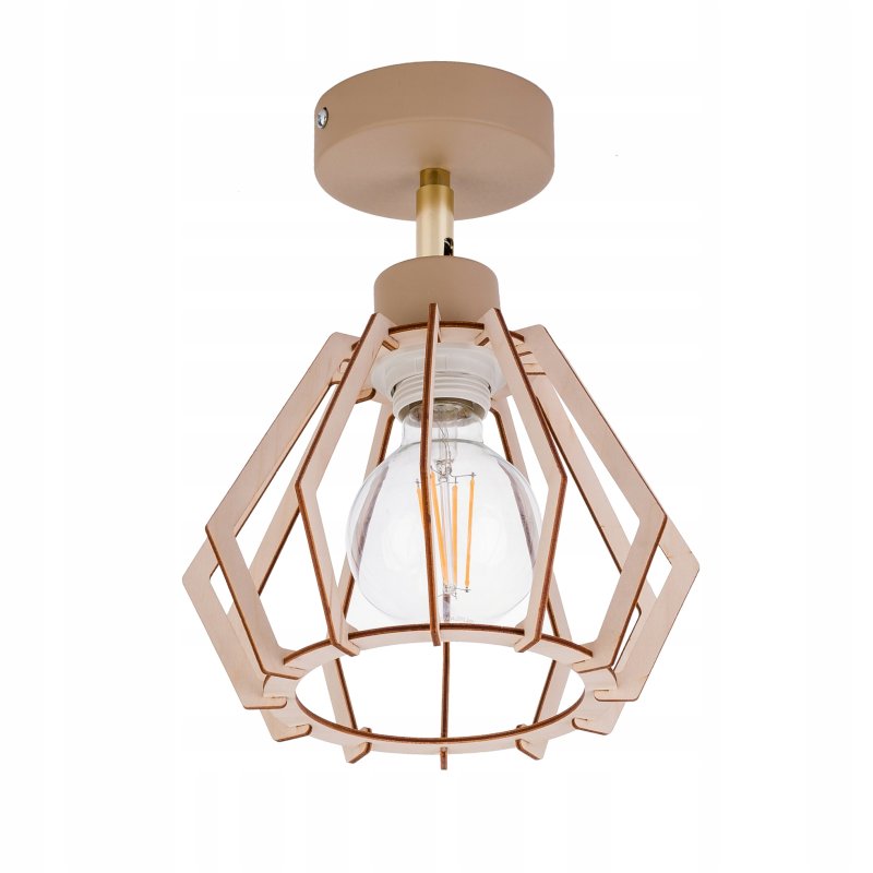 LAMPA sufitowa KINKIET ścienny regulowany E27 KASZMIR beż ecru klosz DREWNO