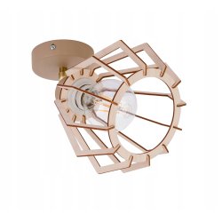 LAMPA sufitowa KINKIET ścienny regulowany E27 KASZMIR beż ecru klosz DREWNO