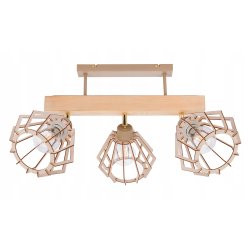 LAMPA drewniana belka sufitowa ŻYRANDOL PLAFON 3x KLOSZ BRYLANT KASZMIR beż