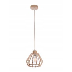 LAMPA WISZACA sufitowa zwis żyrandol E27 KASZMIR beż klosz BRYLANT drewno