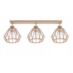 LAMPA WISZĄCA SUFITOWA PLAFON ŻYRANDOL RUCH 3x E27 KASZMIR beż klosz DREWNO