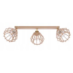 LAMPA WISZĄCA SUFITOWA PLAFON ŻYRANDOL RUCH 3x E27 KASZMIR beż klosz DREWNO