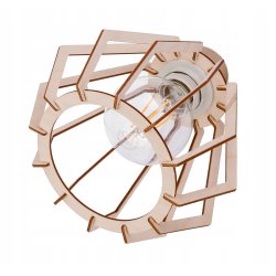 LAMPA WISZĄCA SUFITOWA PLAFON ŻYRANDOL stały 3 E27 KASZMIR beż klosz DREWNO