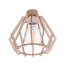 LAMPA WISZĄCA SUFITOWA PLAFON ŻYRANDOL stały 3 E27 KASZMIR beż klosz DREWNO