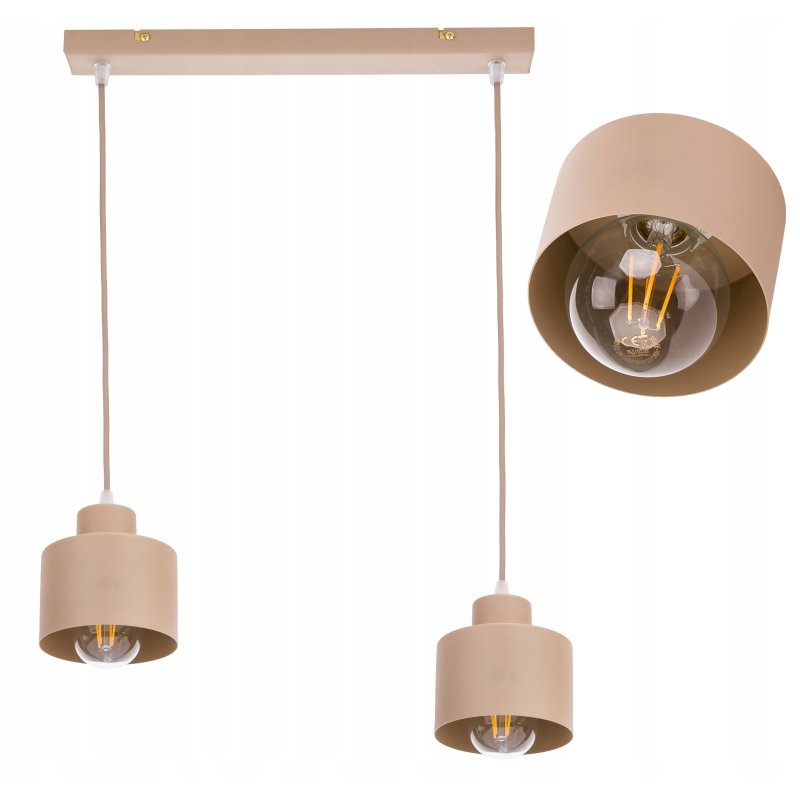 LAMPA WISZĄCA ZWIS ŻYRANDOL SUFITOWY klosz KUBEK E27 KASZMIR beż ecru beige