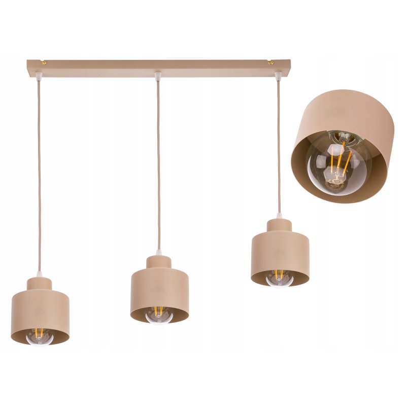 LAMPA WISZĄCA ZWIS ŻYRANDOL SUFITOWY klosz KUBEK E27 KASZMIR beż ecru beige
