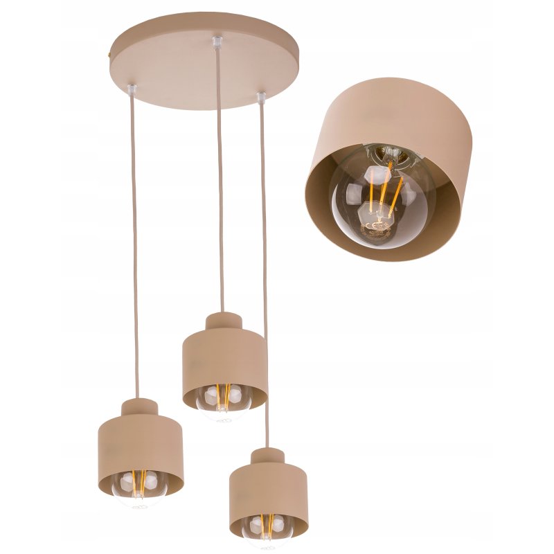 LAMPA WISZĄCA ZWIS ŻYRANDOL SUFITOWY klosz KUBEK E27 KASZMIR beż ecru beige