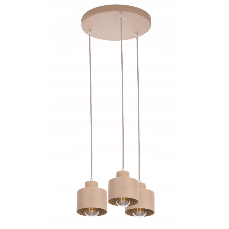 LAMPA WISZĄCA ZWIS ŻYRANDOL SUFITOWY klosz KUBEK E27 KASZMIR beż ecru beige
