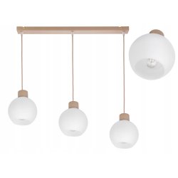 LAMPA WISZACA sufitowa zwis żyrandol E27 KASZMIR beż ecru klosz KULA biała