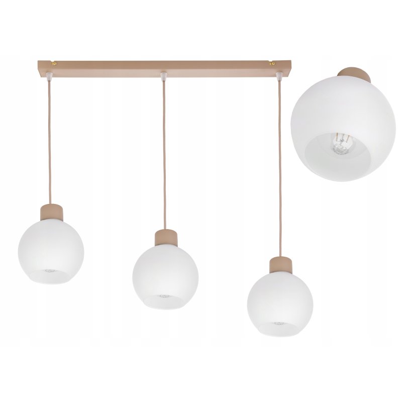 LAMPA WISZACA sufitowa zwis żyrandol E27 KASZMIR beż ecru klosz KULA biała