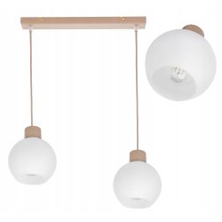 LAMPA WISZACA sufitowa zwis żyrandol E27 KASZMIR beż ecru klosz KULA biała
