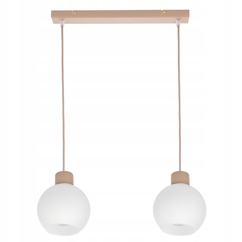 LAMPA WISZACA sufitowa zwis żyrandol E27 KASZMIR beż ecru klosz KULA biała