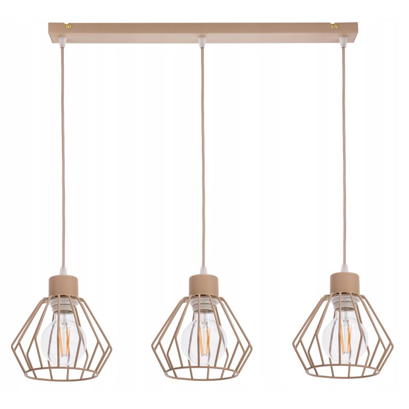 LAMPA WISZĄCA ZWIS ŻYRANDOL SUFITOWY klosz BRYLANT na E27 KASZMIR beż ecru