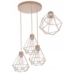 LAMPA WISZĄCA ZWIS ŻYRANDOL SUFITOWY klosz DIAMENT na E27 KASZMIR beż ecru