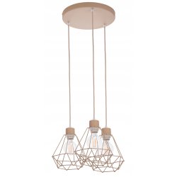LAMPA WISZĄCA ZWIS ŻYRANDOL SUFITOWY klosz DIAMENT na E27 KASZMIR beż ecru