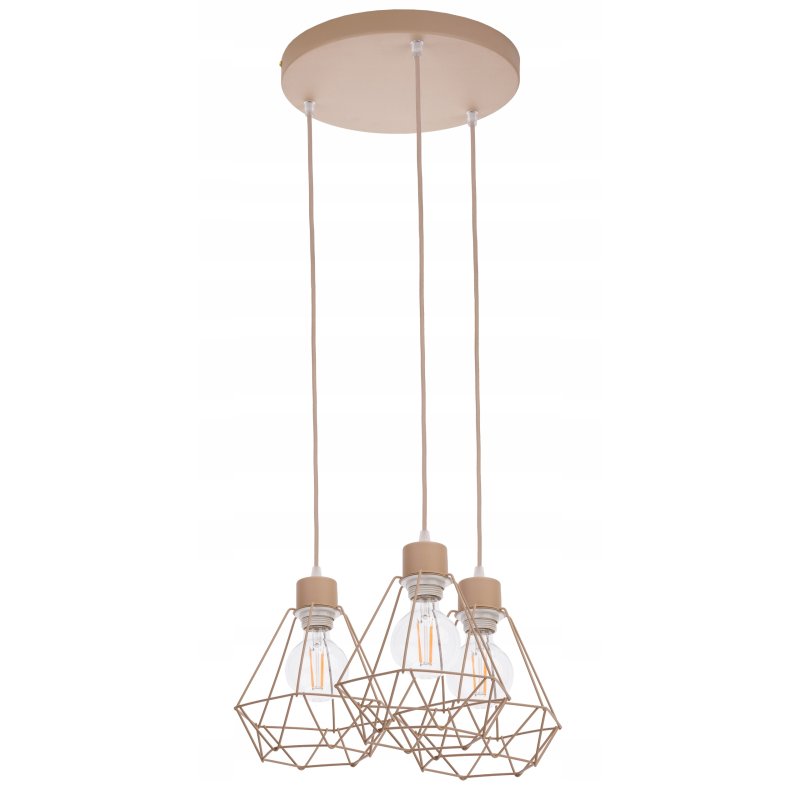 LAMPA WISZĄCA ZWIS ŻYRANDOL SUFITOWY klosz DIAMENT na E27 KASZMIR beż ecru