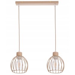 LAMPA WISZĄCA ZWIS ŻYRANDOL SUFITOWY klosz KULA na 2x E27 KASZMIR beż ecru