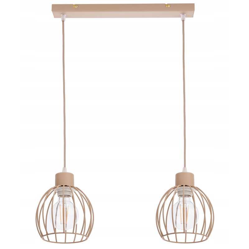 LAMPA WISZĄCA ZWIS ŻYRANDOL SUFITOWY klosz KULA na 2x E27 KASZMIR beż ecru