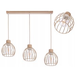 LAMPA WISZĄCA ZWIS ŻYRANDOL SUFITOWY klosz KULA na 3x E27 KASZMIR beż ecru