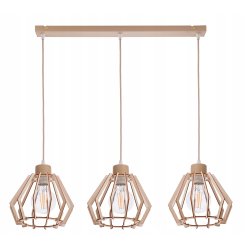 LAMPA WISZACA sufitowa zwis żyrandol E27 KASZMIR beż klosz BRYLANT drewno