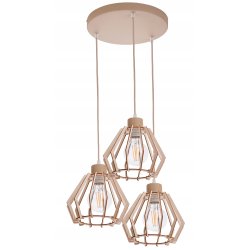 LAMPA WISZACA sufitowa zwis żyrandol E27 KASZMIR beż klosz BRYLANT drewno