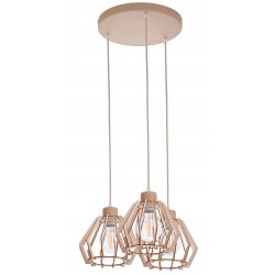 LAMPA WISZACA sufitowa zwis żyrandol E27 KASZMIR beż klosz BRYLANT drewno