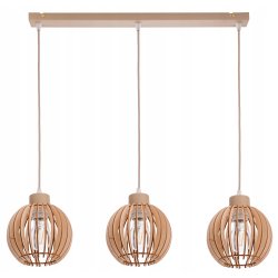 LAMPA WISZACA sufitowa zwis żyrandol E27 KASZMIR beż ecru klosz KULA drewno