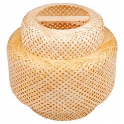 Lampa sufitowa wisząca ZWIS klosz pleciony BOHO jasne drewno na E27 136cm