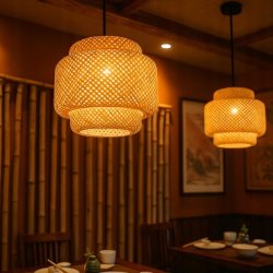 Lampa sufitowa wisząca ZWIS klosz pleciony BOHO jasne drewno na E27 136cm