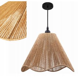 Lampa sufitowa wisząca ZWIS klosz pleciony BOHO jasne drewno na E27 125 cm