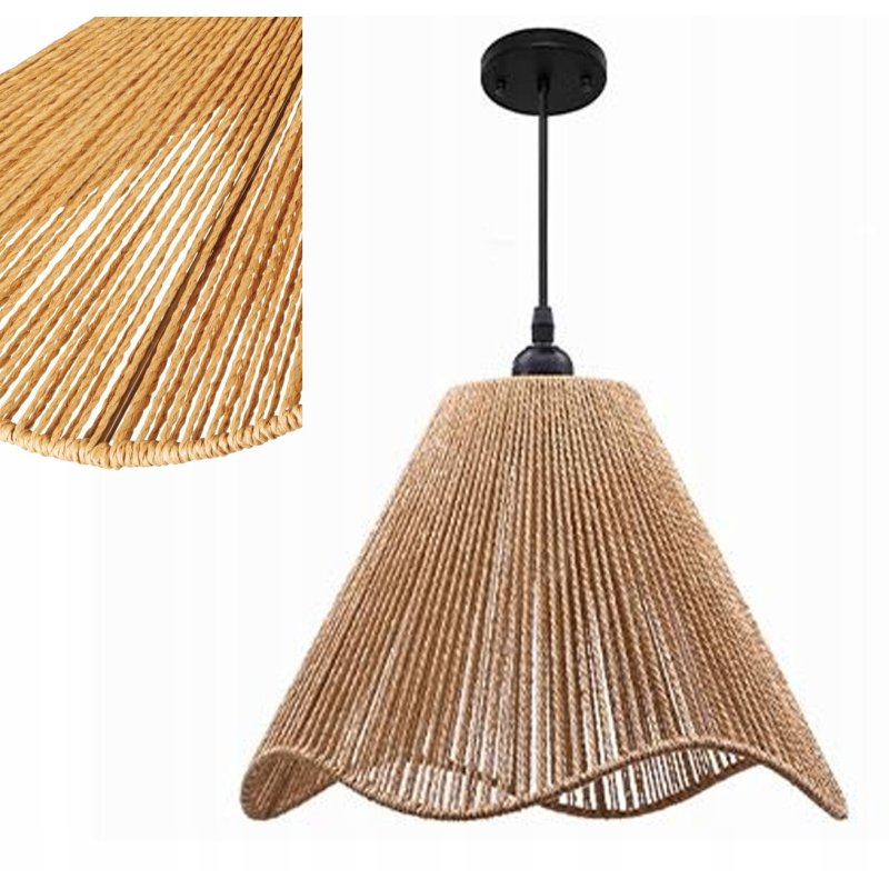 Lampa sufitowa wisząca ZWIS klosz pleciony BOHO jasne drewno na E27 125 cm