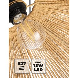 Lampa sufitowa wisząca ZWIS klosz pleciony BOHO jasne drewno na E27 125 cm