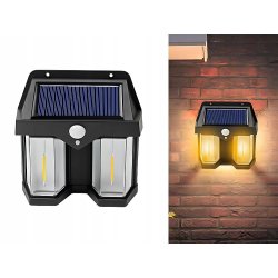 KINKIET SOLARNY Lampka ścienna SOLARNA podwójny Filament LED ciepły z PIR