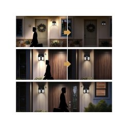 KINKIET SOLARNY Lampka ścienna SOLARNA podwójny Filament LED ciepły z PIR