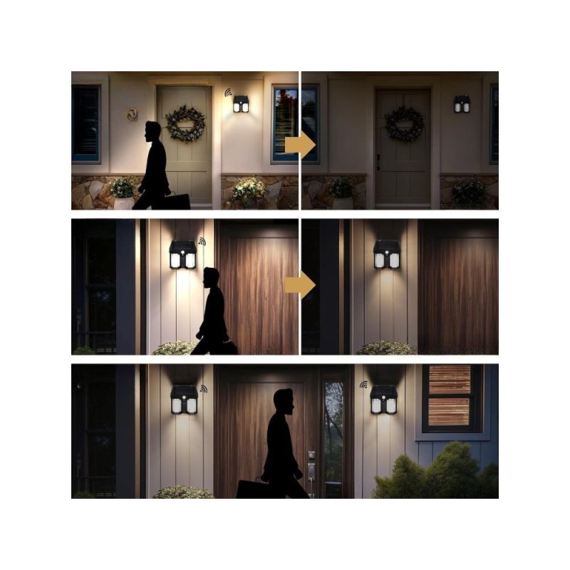 KINKIET SOLARNY Lampka ścienna SOLARNA podwójny Filament LED ciepły z PIR