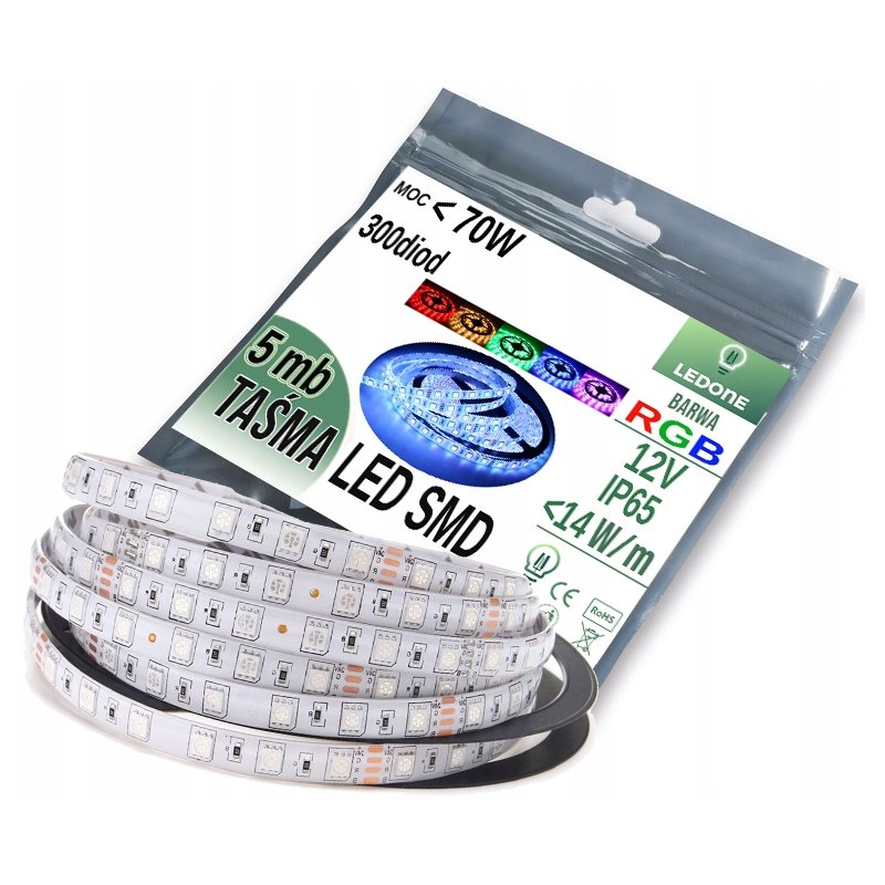TAŚMA LISTWA LED RGB 300 SMD 5050 5MB WODOODPORNA
