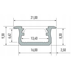 PROFIL ALUMINIOWY WPUSZCZANY typB CZARNY do LED 2m