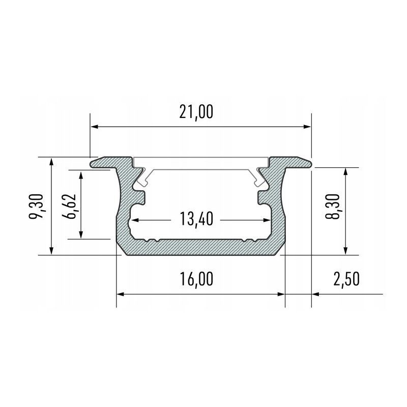 PROFIL ALUMINIOWY WPUSZCZANY typB CZARNY do LED 2m