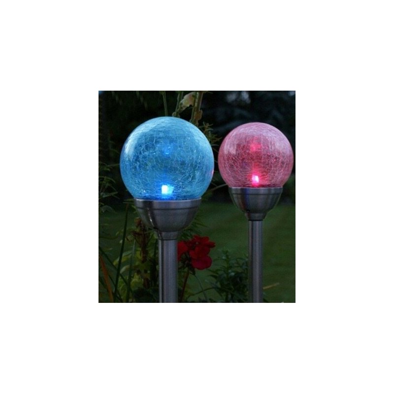 Lampka ogrodowa SOLARNA KULA szkło wbijana LED RGB