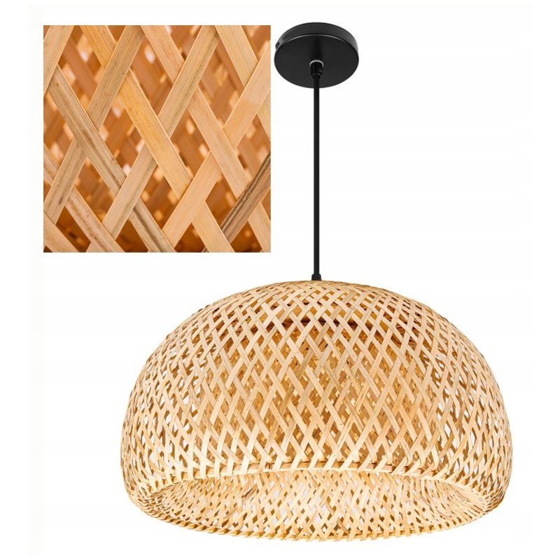 Lampa sufitowa wisząca ZWIS klosz pleciony BOHO jasne drewno na E27 120cm