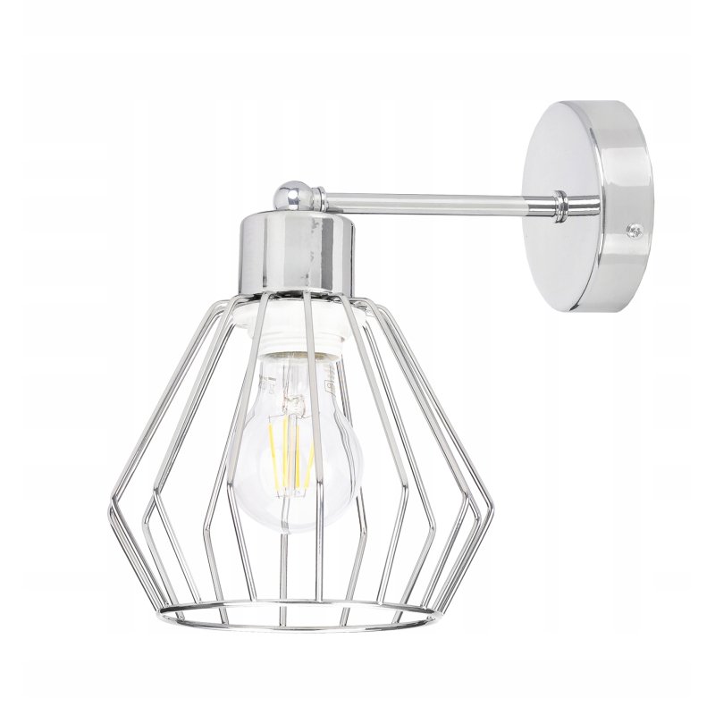 LAMPA KINKIET ścienny stały loft drut na E27 chrom