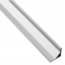 1mb Profil aluminiowy NAROŻNY SREBRNY Szeroki kąt + Klosz mleczny