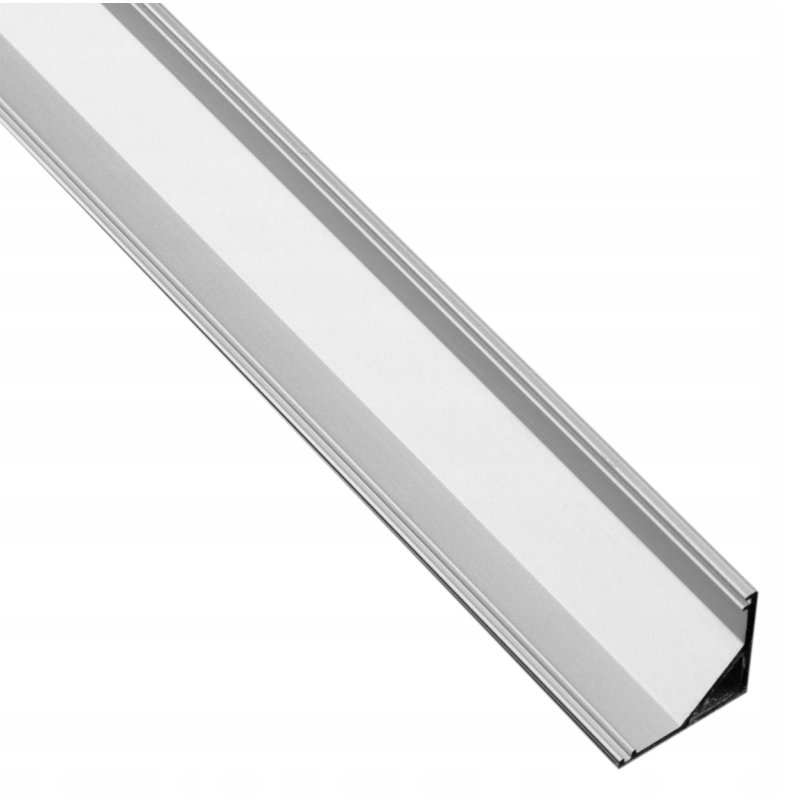 1mb Profil aluminiowy NAROŻNY SREBRNY Szeroki kąt + Klosz mleczny