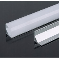 1mb Profil aluminiowy NAROŻNY SREBRNY Szeroki kąt + Klosz mleczny
