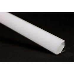 1mb Profil aluminiowy NAROŻNY SREBRNY Szeroki kąt + Klosz mleczny
