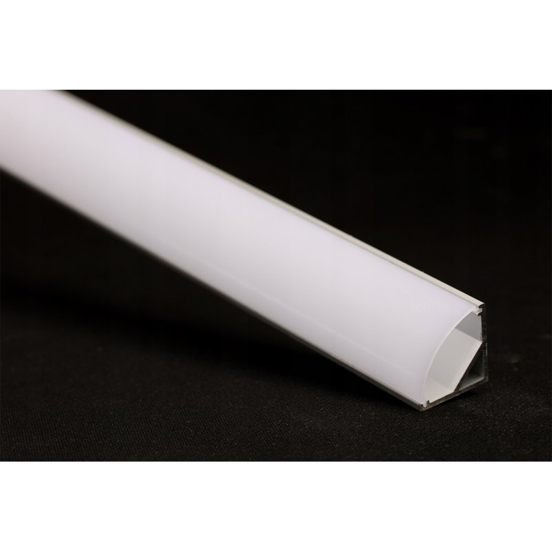 1mb Profil aluminiowy NAROŻNY SREBRNY Szeroki kąt + Klosz mleczny