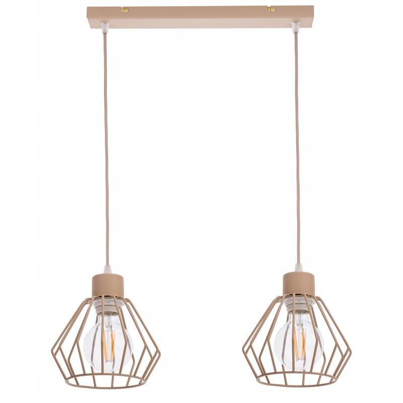 LAMPA WISZĄCA ZWIS ŻYRANDOL SUFITOWY klosz BRYLANT na E27 KASZMIR beż ecru