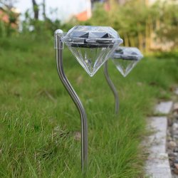 4x Lampka ogrodowa SOLARNA DIAMENT LED ZIMNA + RGB