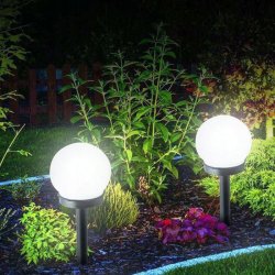Lampka ogrodowa SOLARNA KULA wbijana LED ZIMNY