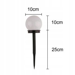 Zestaw 10x Lampa ogrodowa Lampka SOLARNA LED ZIMNA KULA PCV 10cm wbijana